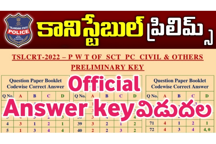 TS Police Constable Prelims Preliminary Key 2022 Released Telugu