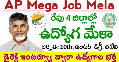 AP Mega Job Mela: రేపు ఆంధ్ర ప్రదేశ్ 4 జిల్లాల్లో ఉద్యోగమేళా నిర్వహణ.. అర్హత: 10th, ఇంటర్, డిగ్రీ, ఐటీఐ, డిప్లొమా, బీటెక్