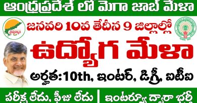 AP Job Mela: రేపు 9 జిల్లాల్లో ఉద్యోగ మేళా నిర్వహణ. రాత పరీక్ష లేకుండా ఉద్యోగాలు భర్తీ.. అర్హత: 10th, ఇంటర్, డిగ్రీ, ఐటీఐ, డిప్లొమా, బీటెక్