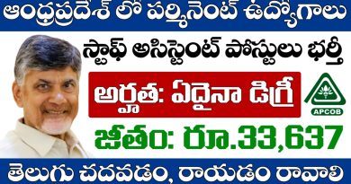 AP Jobs: 33 వేల జీతంతో ఆంధ్రప్రదేశ్ రాష్ట్రంలో స్టాఫ్ అసిస్టెంట్ ఉద్యోగాలు భర్తీకి నోటిఫికేషన్ విడుదల