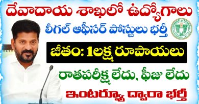 Telangana Jobs: రూ.లక్ష జీతంతో దేవాదాయ శాఖలో లీగల్ ఆఫీసర్ ఉద్యోగాలు భర్తీకి నోటిఫికేషన్