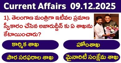 Current Affairs MCQS in Telugu 09.12.2025