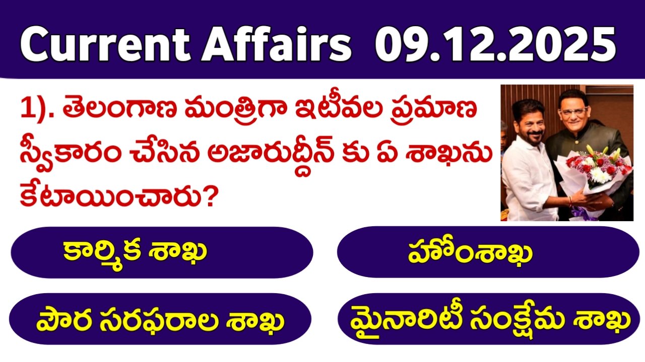 Current Affairs MCQS in Telugu 09.12.2025
